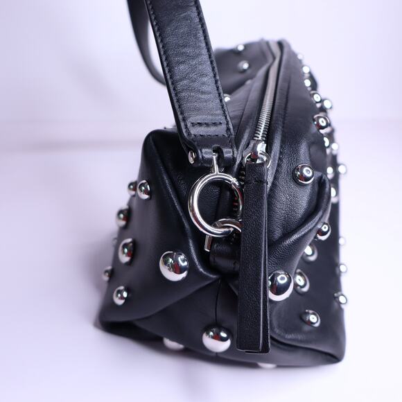 & OTHER STORIES Soft Leather Studded Shoulder Bag Black and Silver - Picture 5 of 9